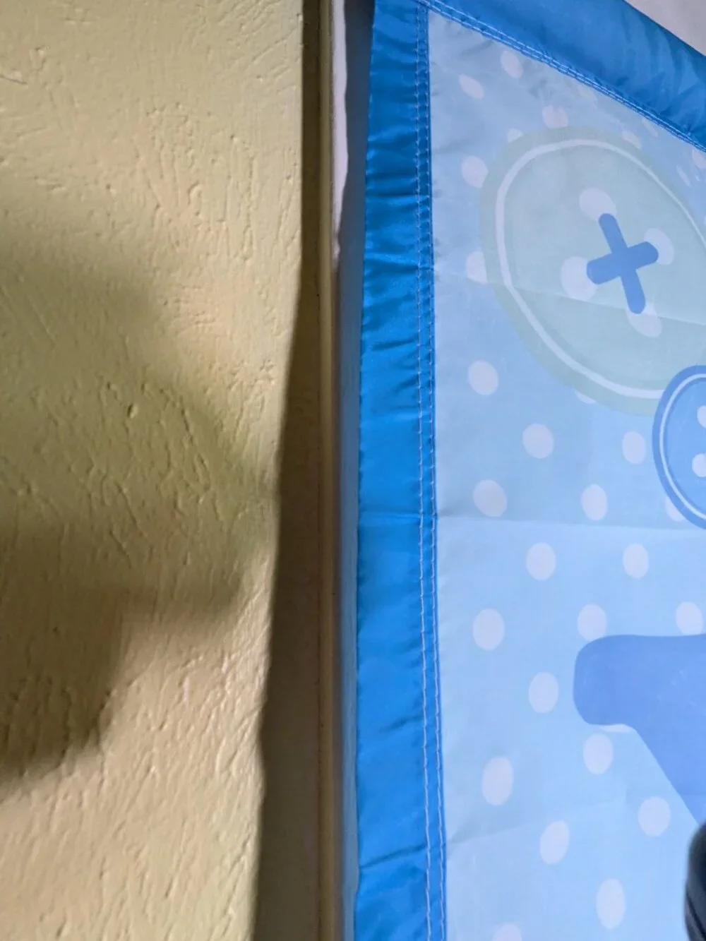 VTG It's A Boy Garden Flag Large Banner Blue Teddy Bear Polka Dot Baby Shower